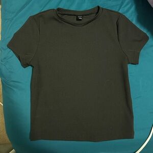 SHEIN Black Ribbed Short Sleeve Tee